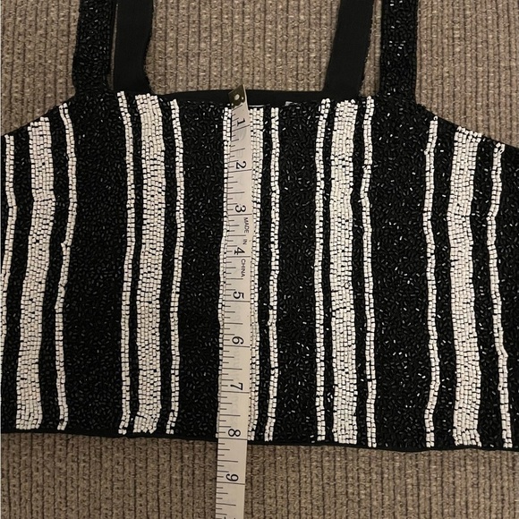 H&M Studio Collection Hand Beaded Cropped Chiffon Top. - Picture 6 of 10